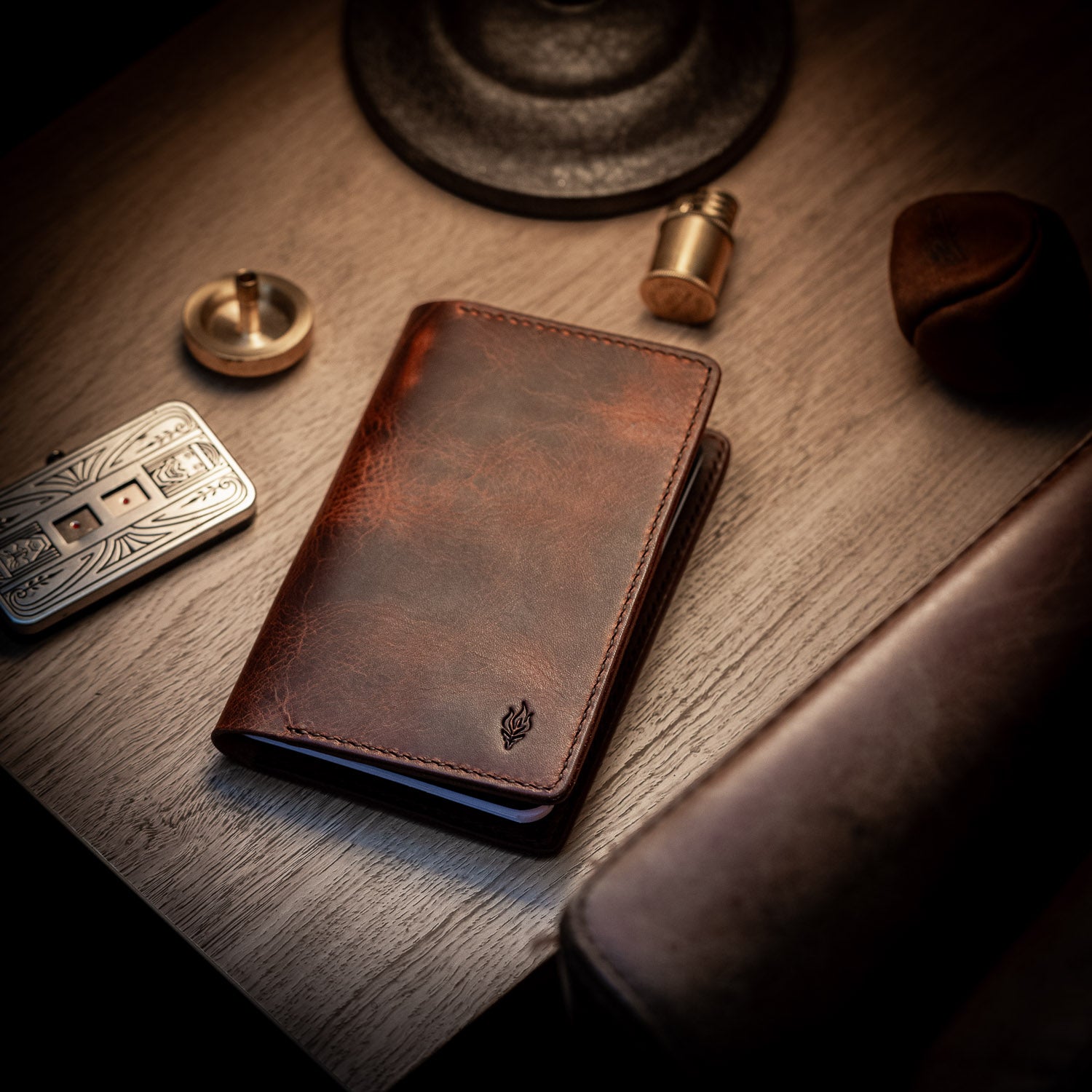 Last Manner Italian Leather Pocket Journal Cover - Cognac
