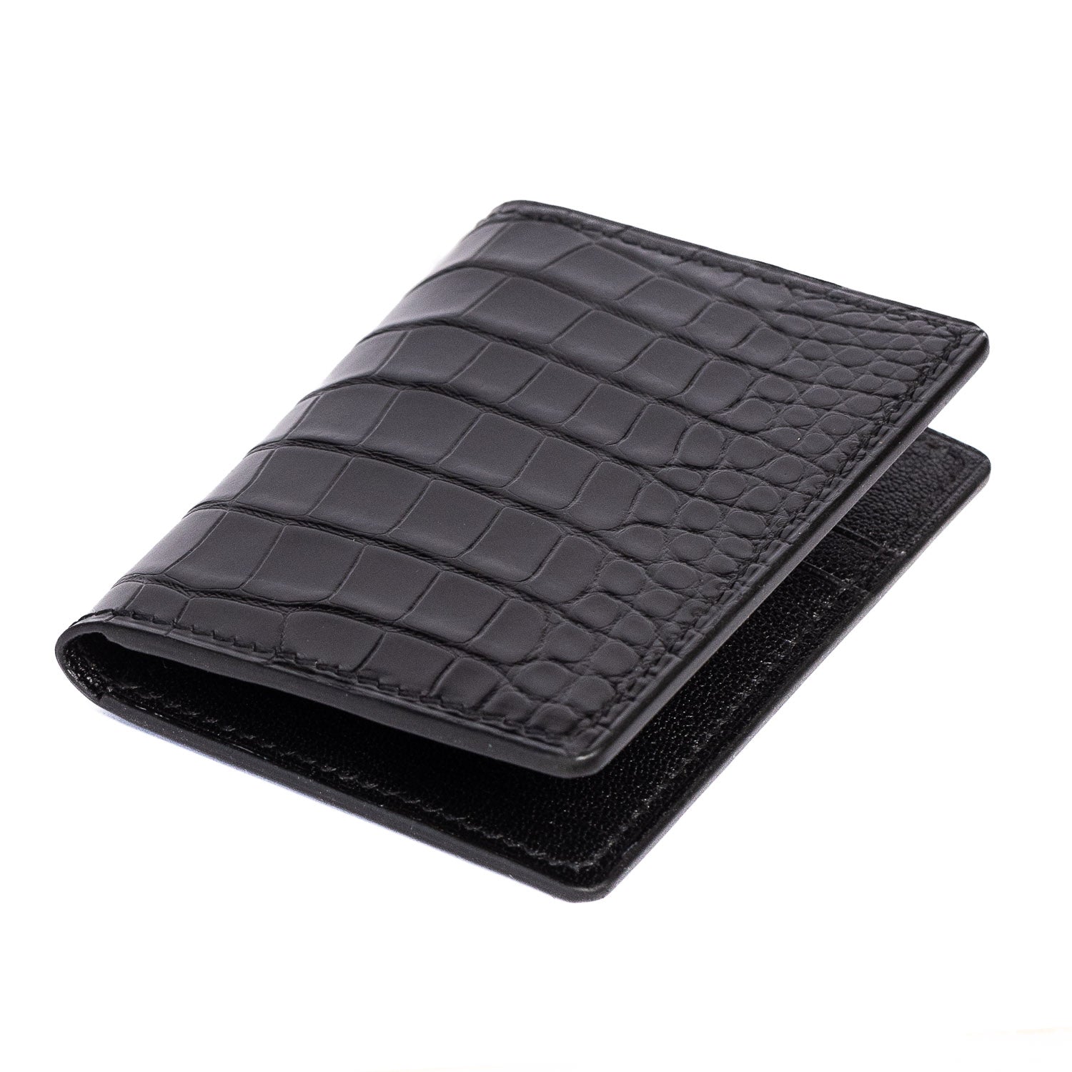 American Alligator & Chèvre Bifold Wallet - Black - Wallets | Last Manner