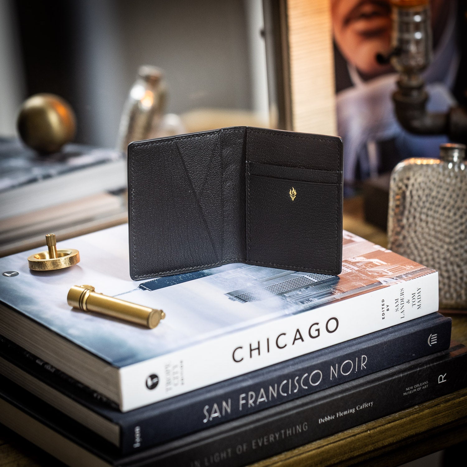 American Alligator & Chèvre Bifold Wallet - Black - Wallets | Last Manner