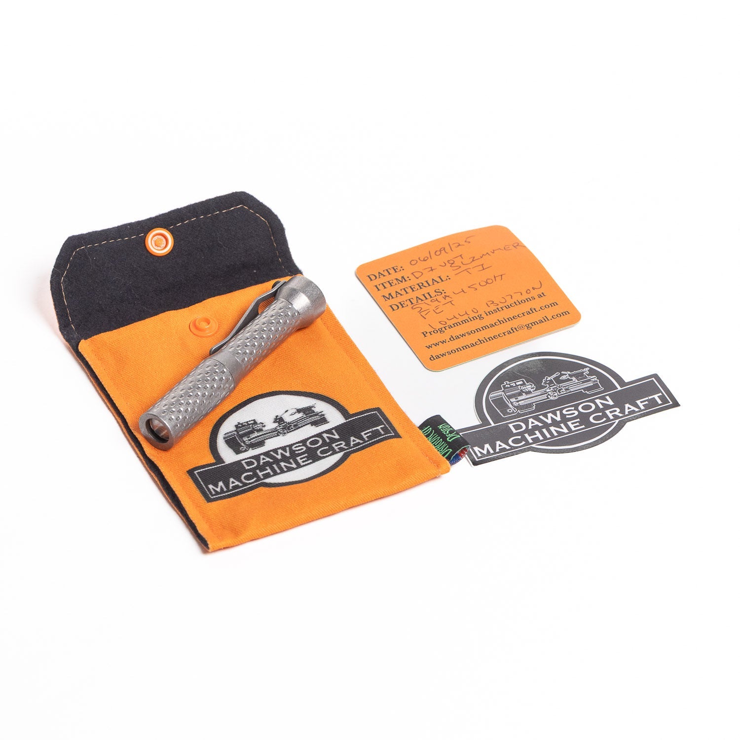 Dawson Machine Craft Divot Slimmer Flashlight - Tumbled Titanium - Flashlight | Last Manner