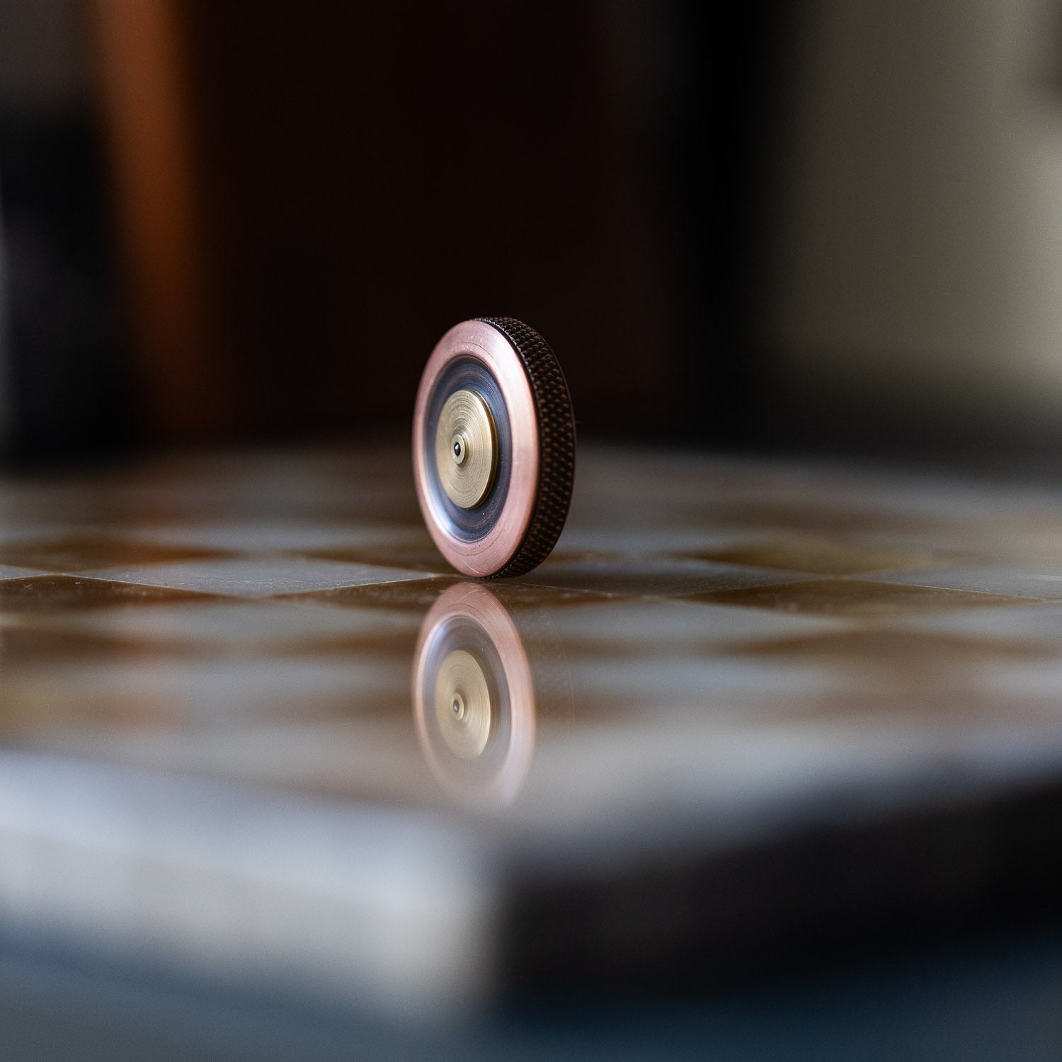 Fiddle Foundry Fiddle Coin - Tellurium Copper & Naval Brass - Spinning Top | Last Manner