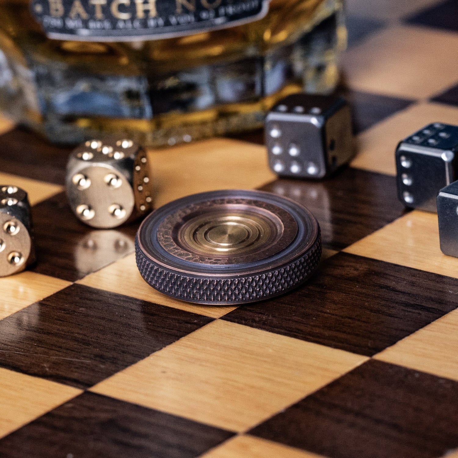 Fiddle Foundry Fiddle Coin - Tellurium Copper & Naval Brass - Spinning Top | Last Manner