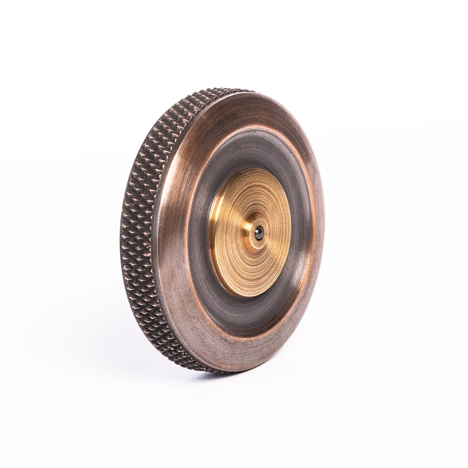 Fiddle Foundry Fiddle Coin - Tellurium Copper & Naval Brass - Spinning Top | Last Manner