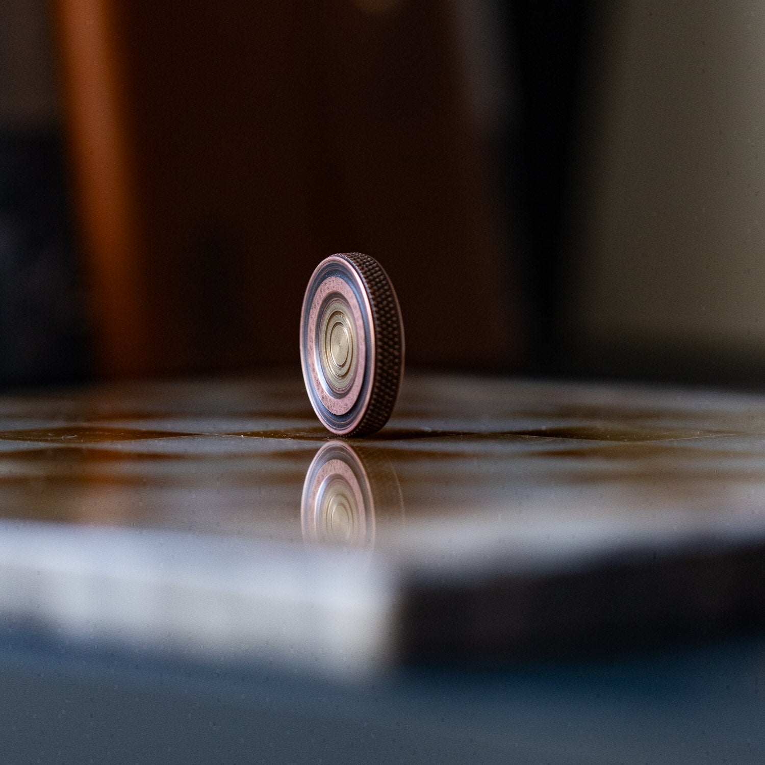 Fiddle Foundry Fiddle Coin - Tellurium Copper & Naval Brass - Spinning Top | Last Manner