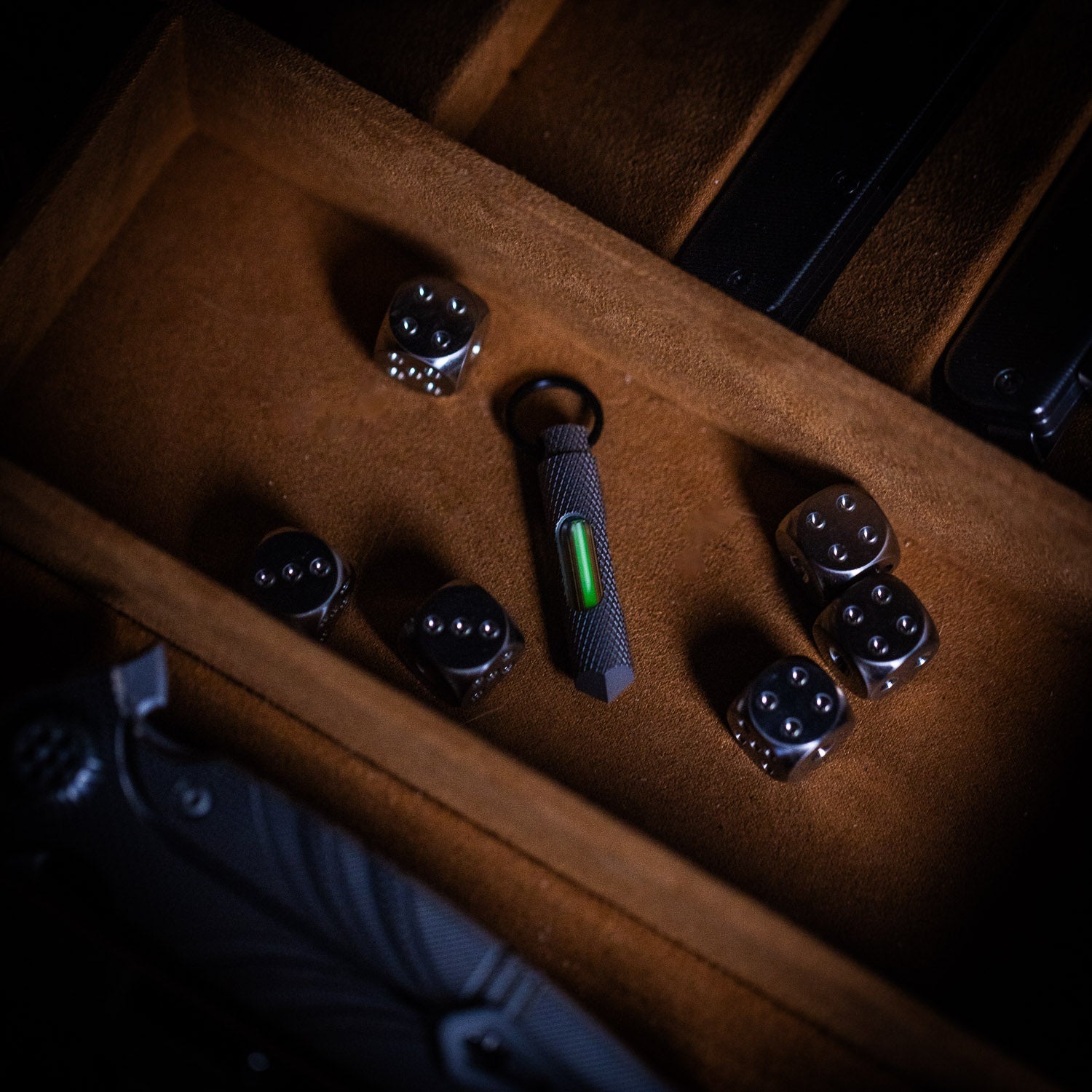 Glow Rhino Knurled Edition Glow Fob - Titanium - Key Fob | Last Manner