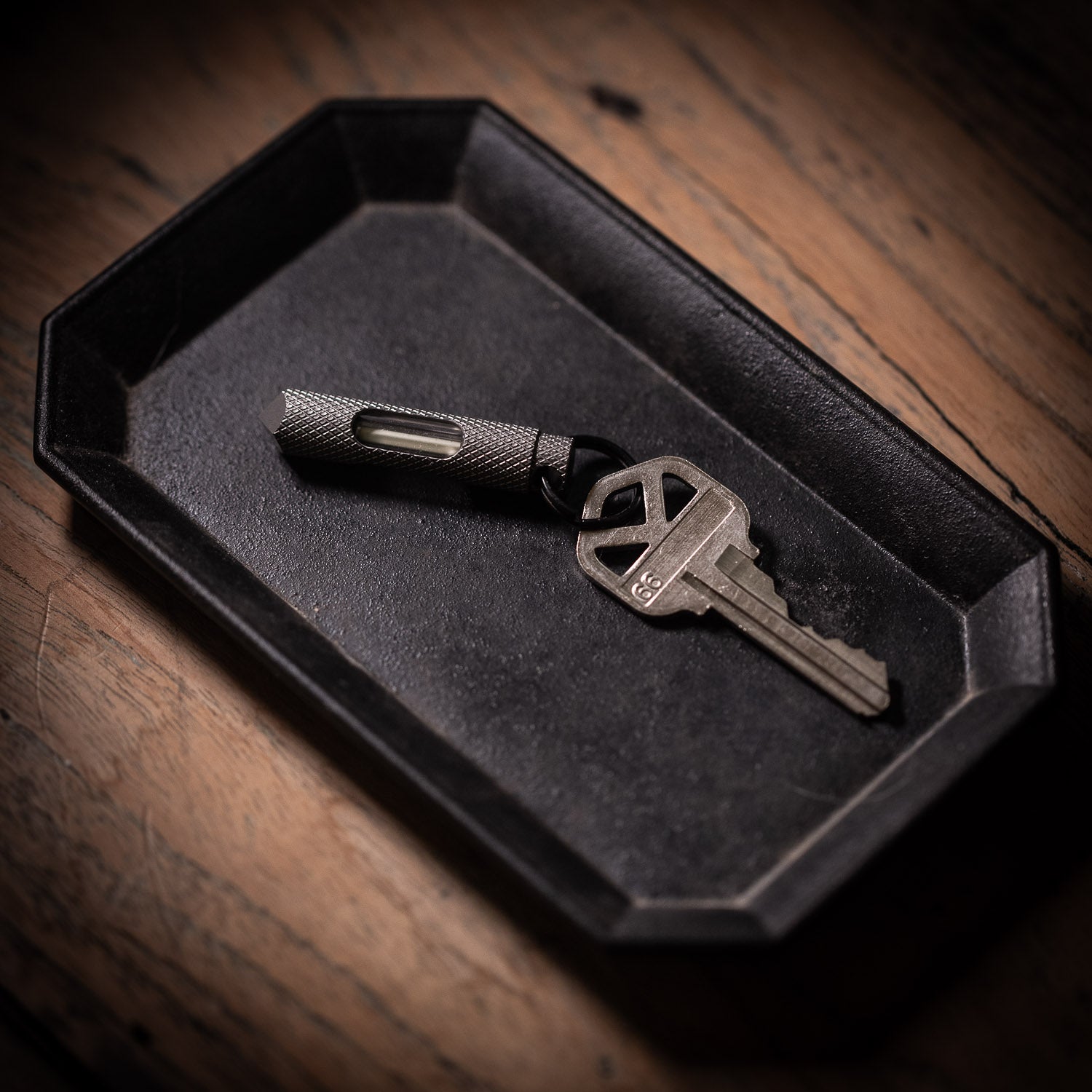 Glow Rhino Knurled Edition Glow Fob - Titanium - Key Fob | Last Manner