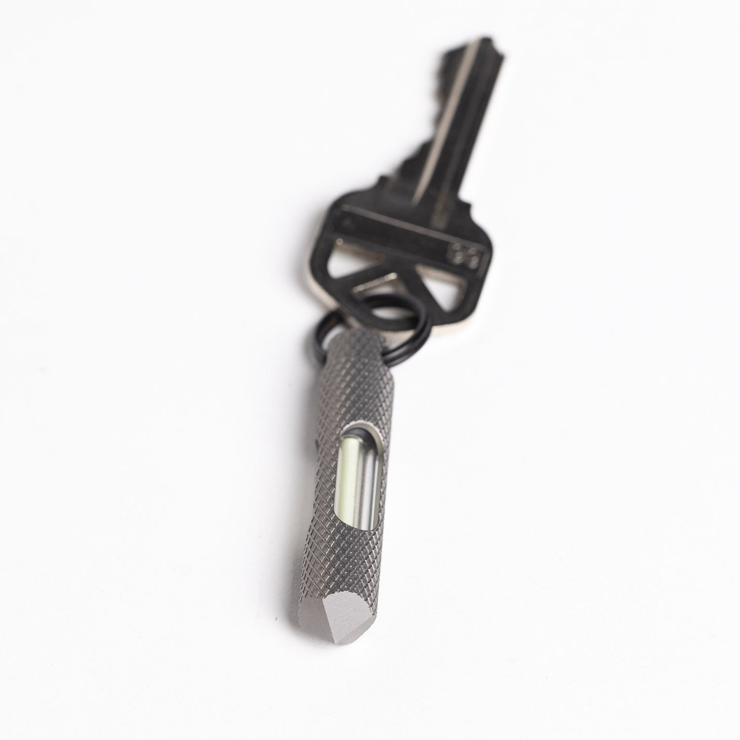 Glow Rhino Knurled Edition Glow Fob - Titanium - Key Fob | Last Manner