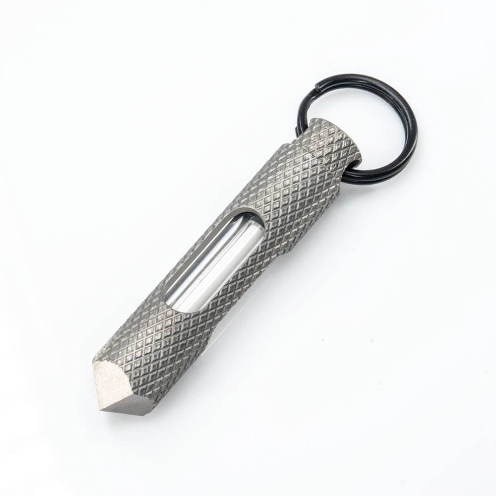 Glow Rhino Knurled Edition Glow Fob - Titanium - Key Fob | Last Manner