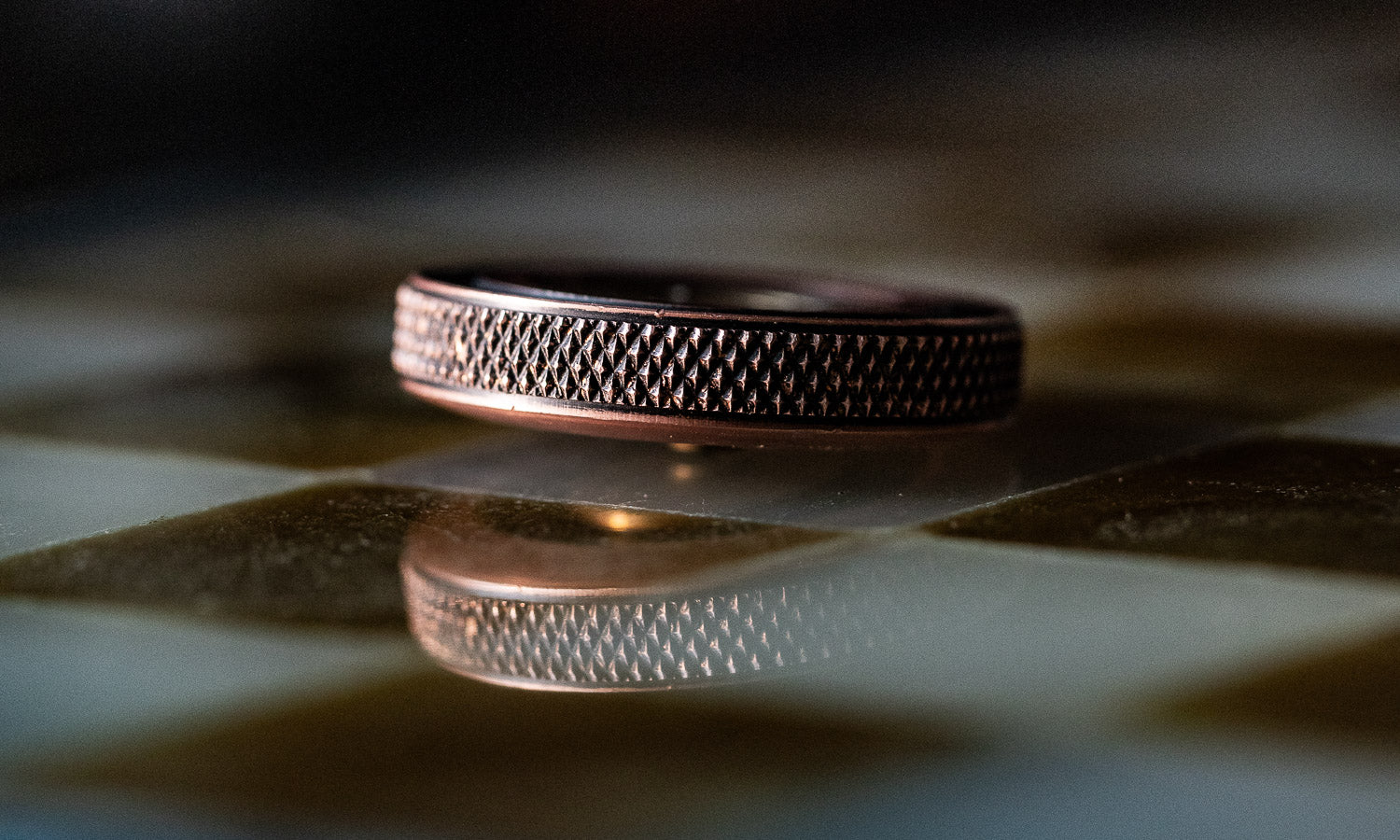 luxury fidget hammered copper and brass spinning coin with reflection