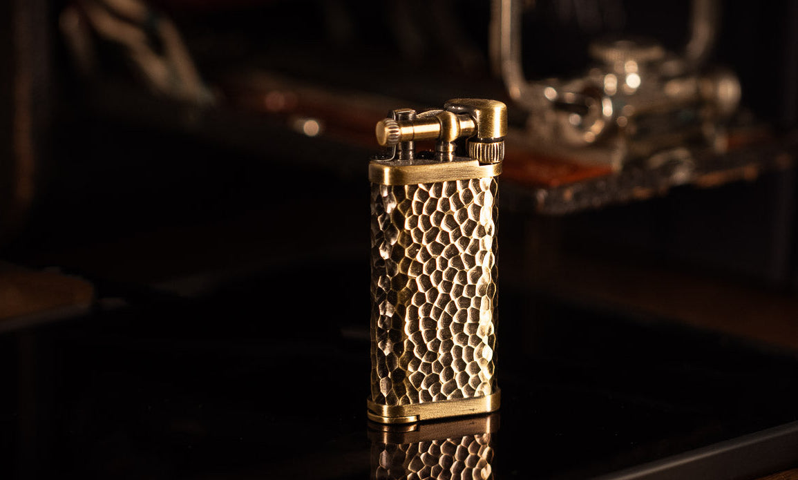 im corona antiqued hammered brass lighter