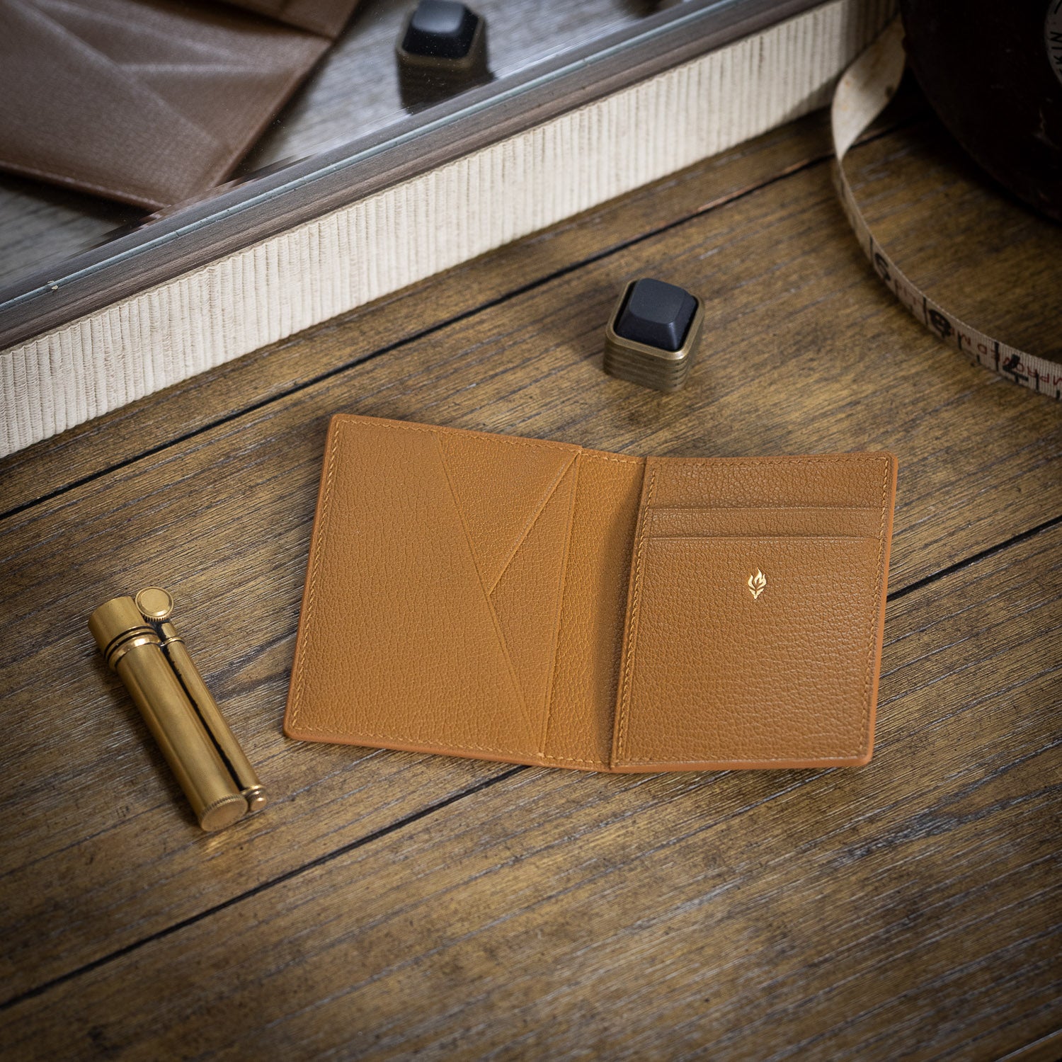 Last Manner Shell Cordovan Bifold Wallet — Cognac & Gold - Wallets | Last Manner