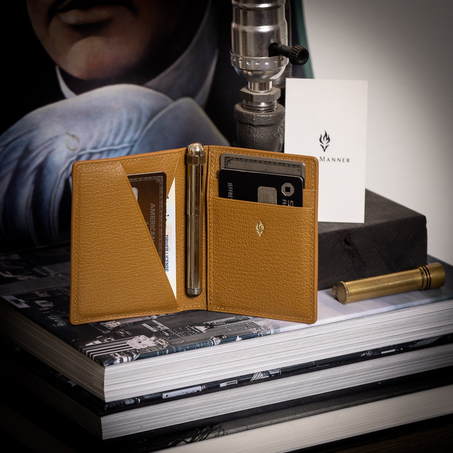Last Manner Shell Cordovan Bifold Wallet — Cognac & Gold - Wallets | Last Manner