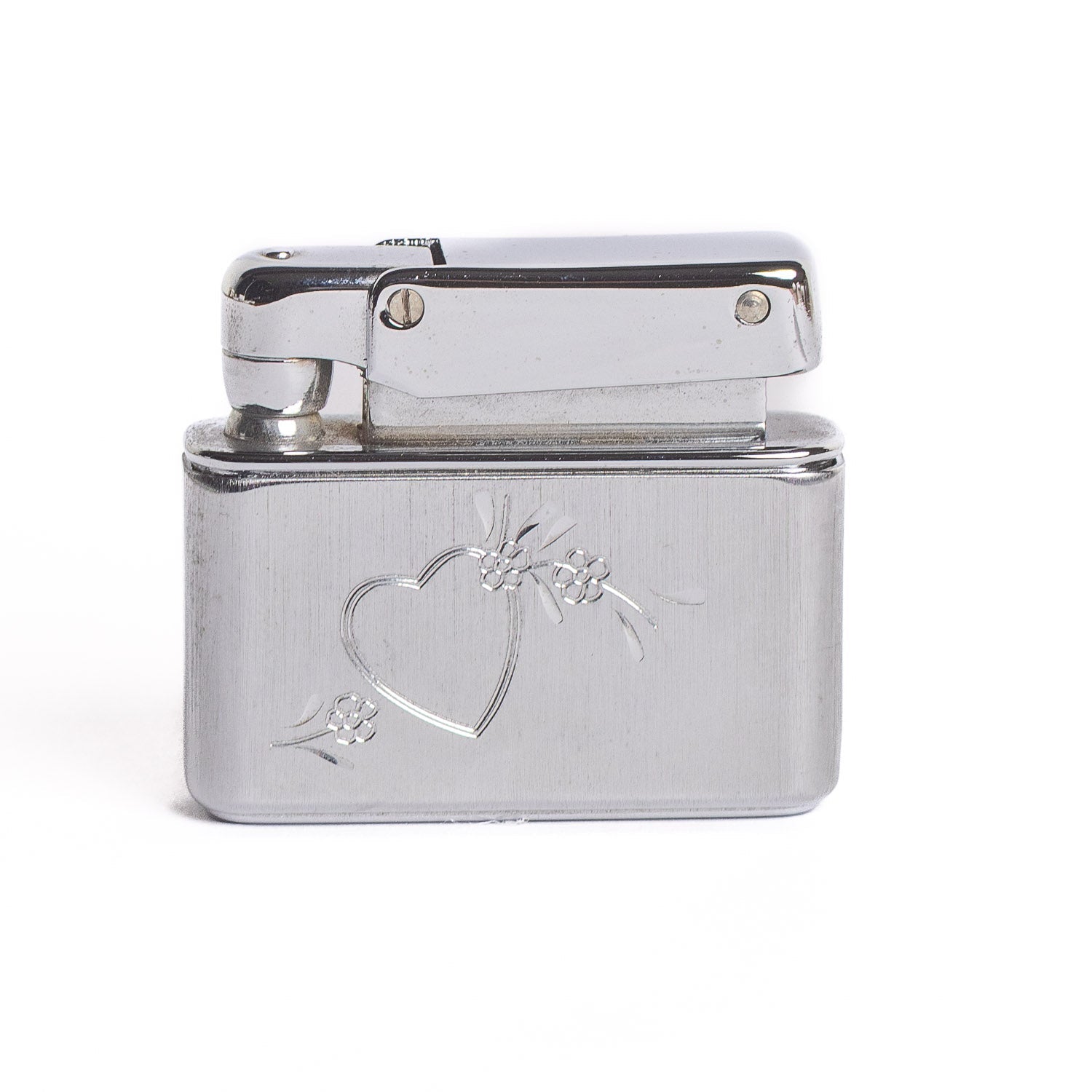 Vintage Kreisler Chrome Lighter - Double Heart Floral - Lighter | Last Manner