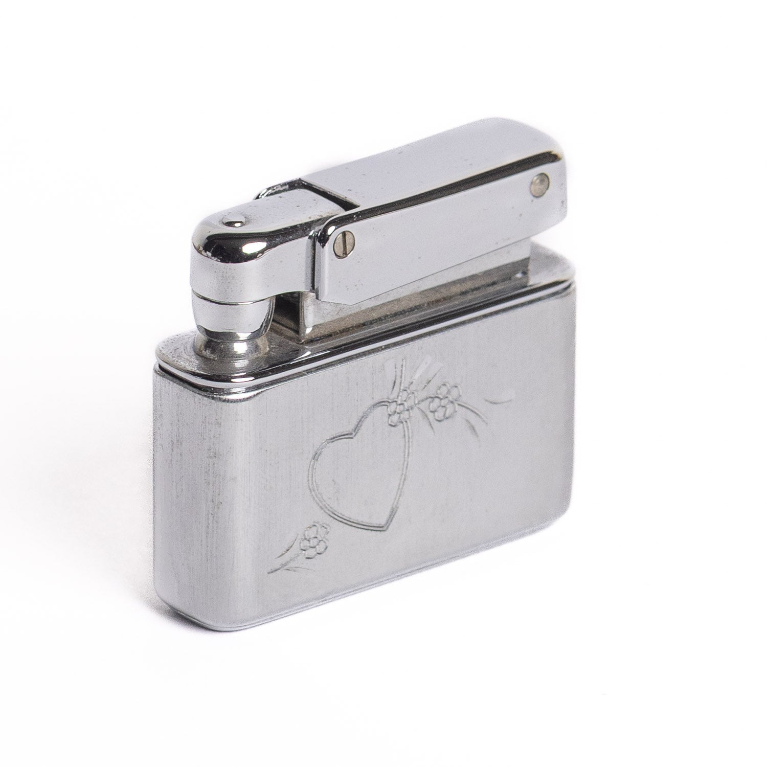 Vintage Kreisler Chrome Lighter - Double Heart Floral - Lighter | Last Manner