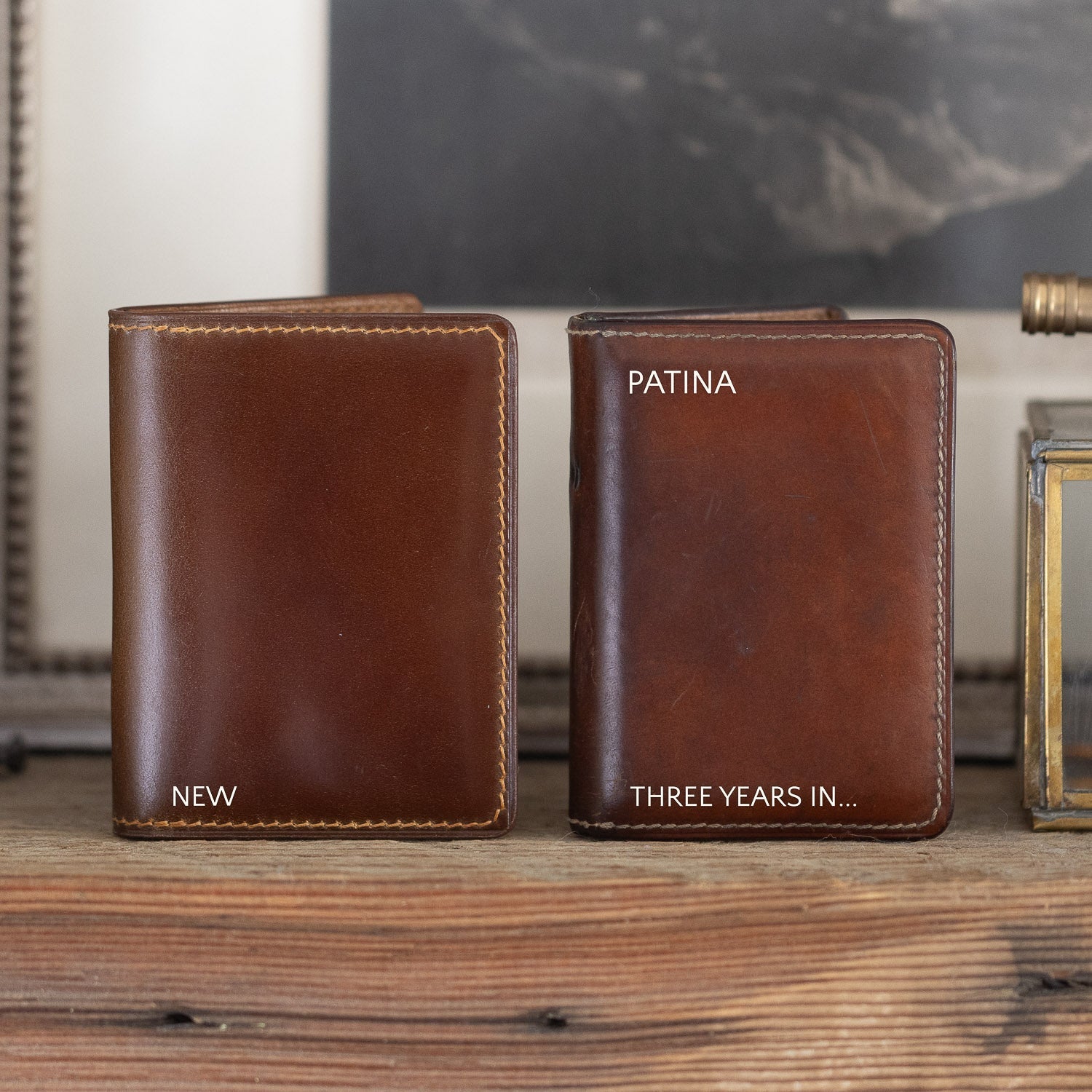 Shell Cordovan & Chèvre Bifold Wallet - Cognac & Gold - Wallets | Last Manner