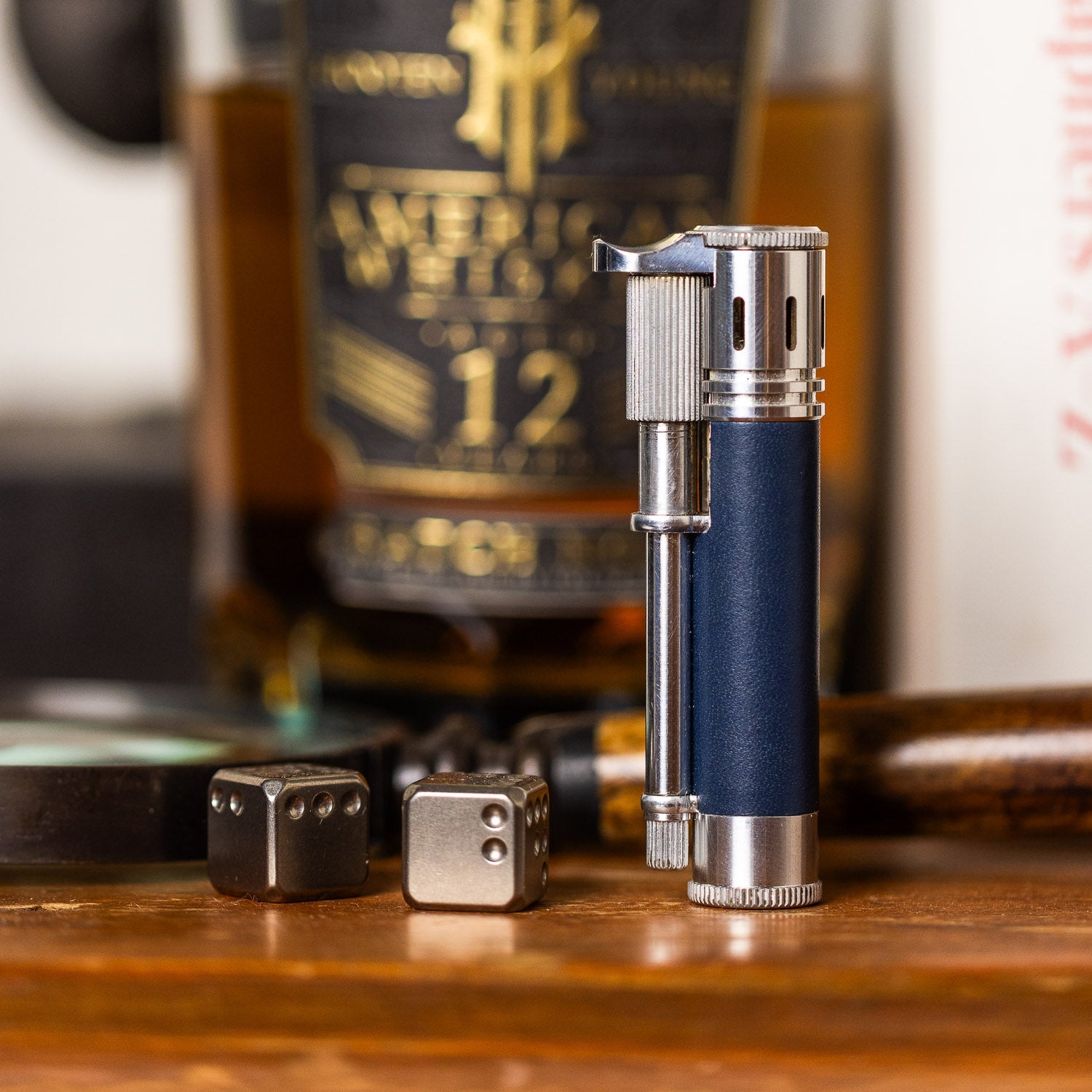 Tokyo Pipe Co Douglass Field S+ Lighter - Duralumin & Navy Blue Leather - Lighter | Last Manner