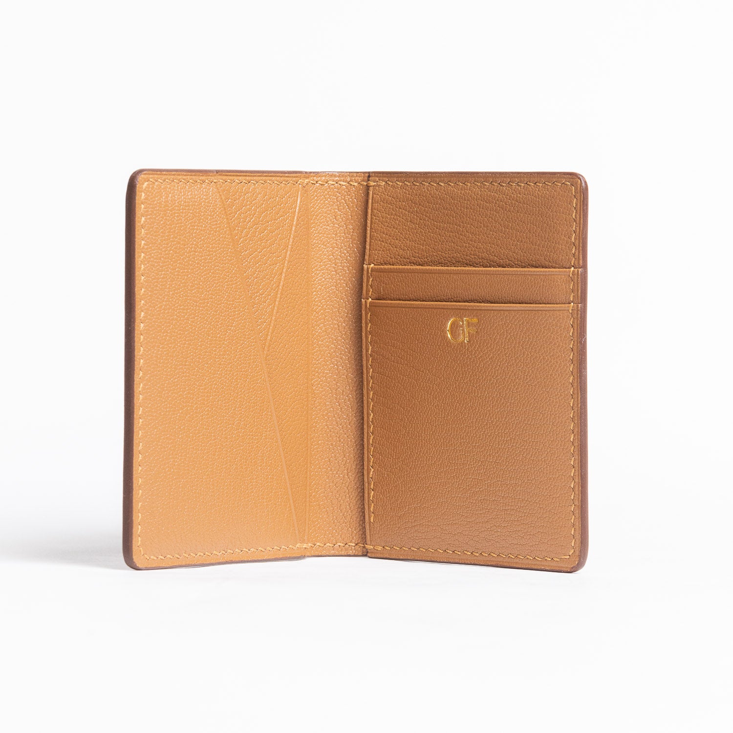 Shell Cordovan & Chèvre Bifold Wallet - Cognac & Gold - Wallets | Last Manner
