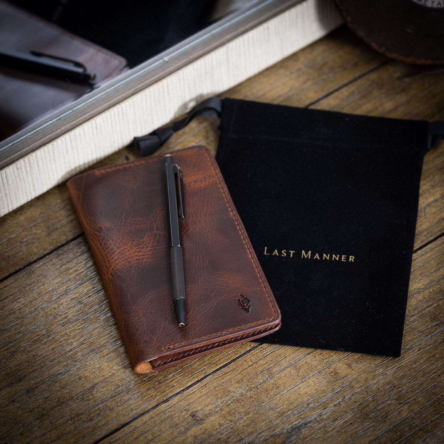 Last Manner Italian Leather Pocket Journal Cover - Cognac