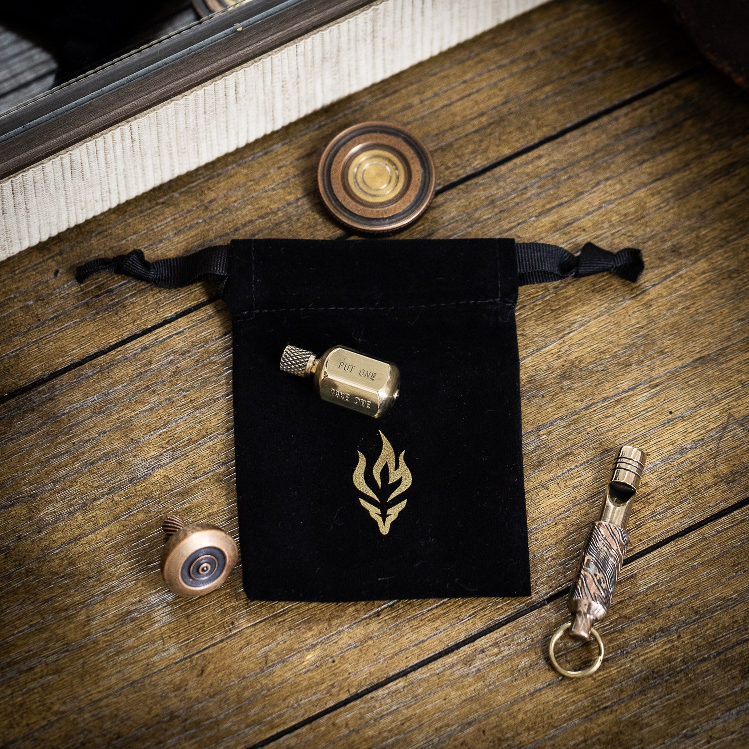 Fiddle Foundry Teetotum Top - Brass - Teetotum Top | Last Manner