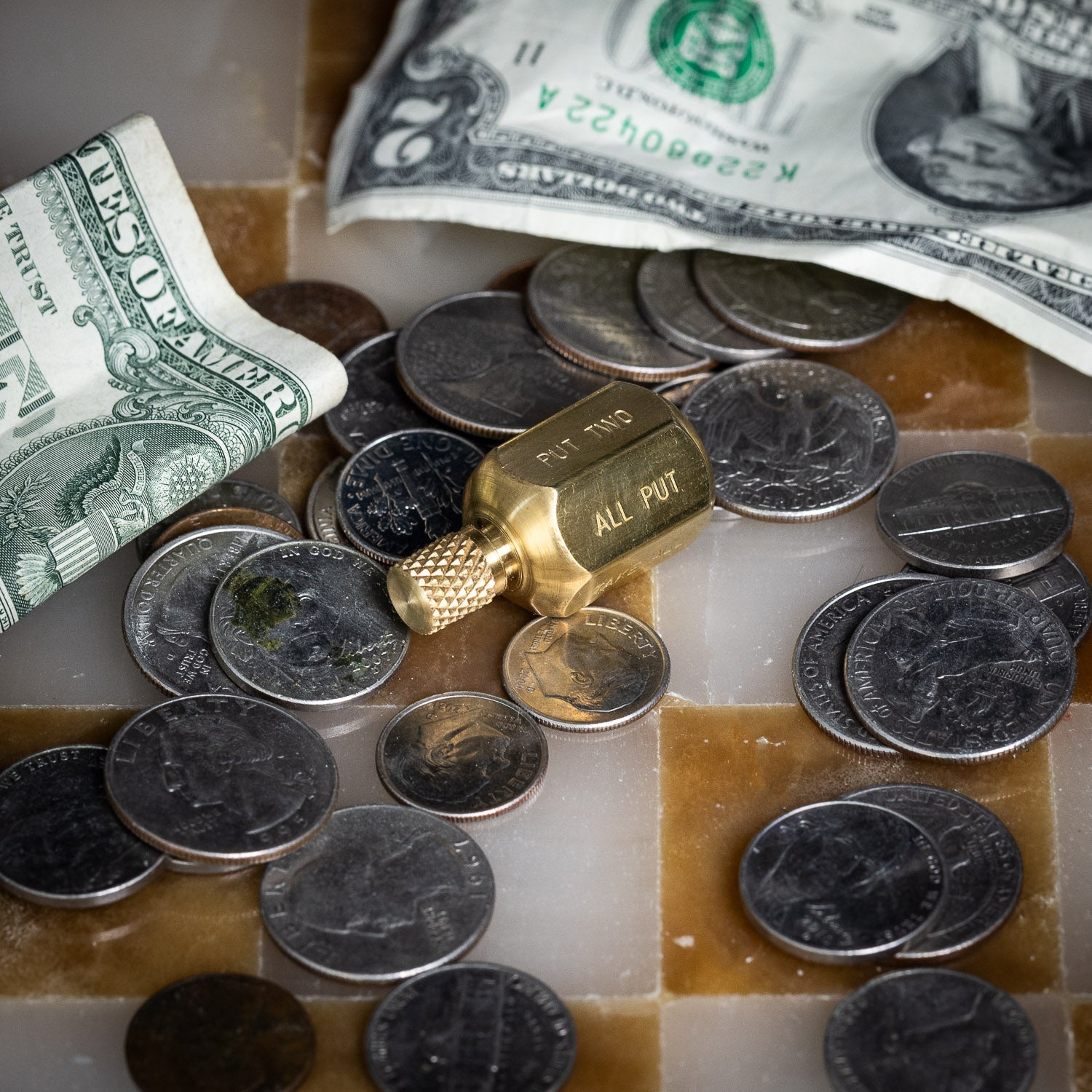 Fiddle Foundry Teetotum Top - Brass - Teetotum Top | Last Manner