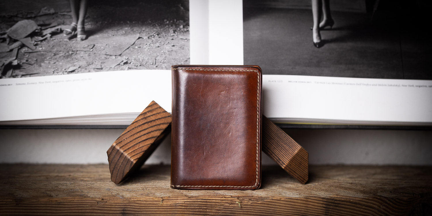 Last Manner Shell Cordovan Bifold Wallet — Cognac & Gold