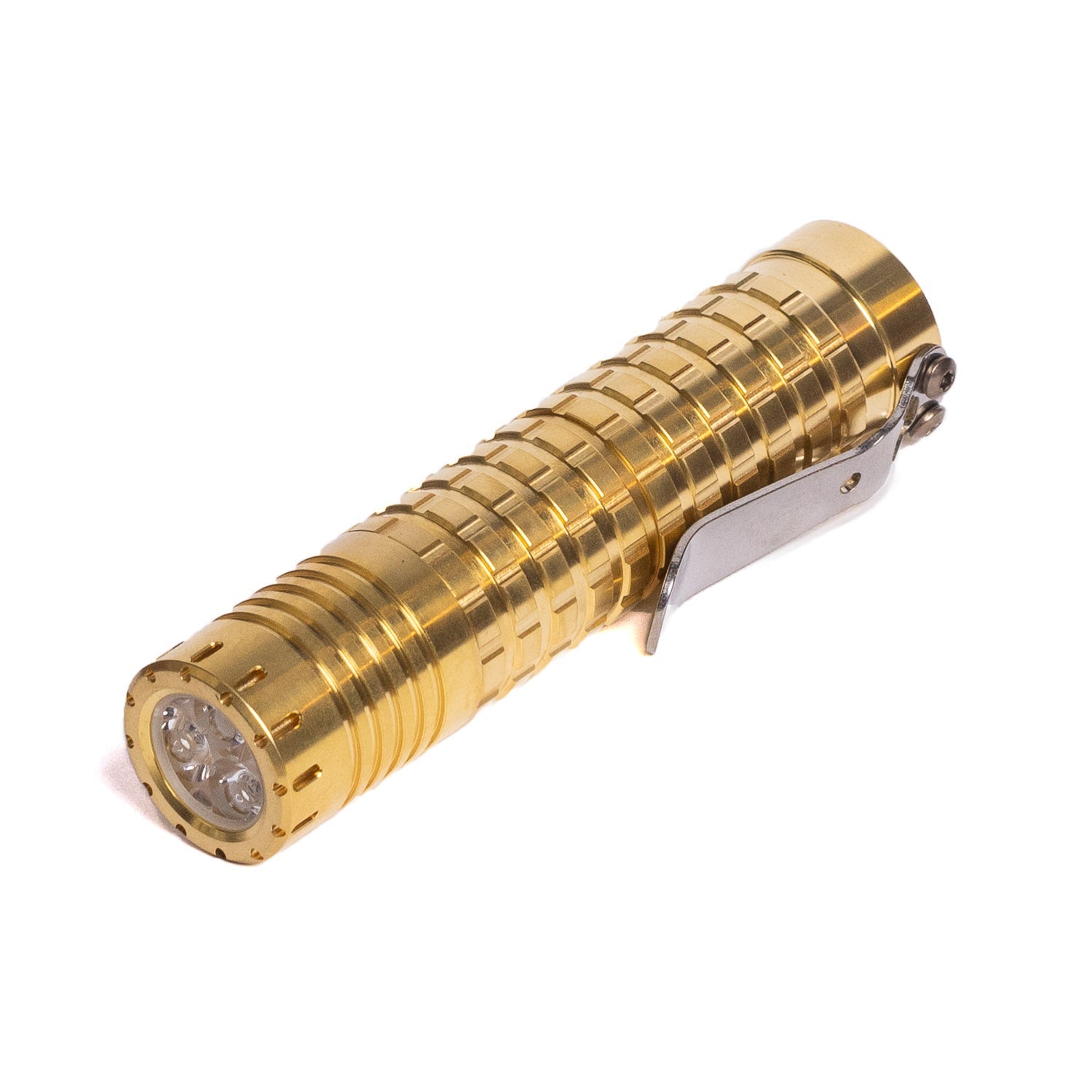 brass rechargeable flashlight ReyLight Triple Dawn Flashlight