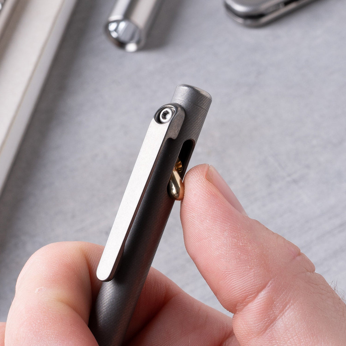 Tactile Turn Slim Switch Pen - Titanium (Short) - Pens | Last Manner