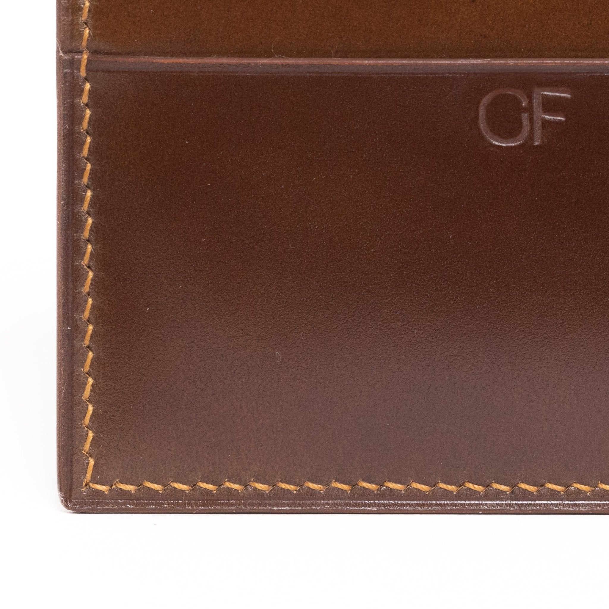Shell Cordovan & Chèvre Card Wallet - Whiskey & Gold - Wallets | Last Manner