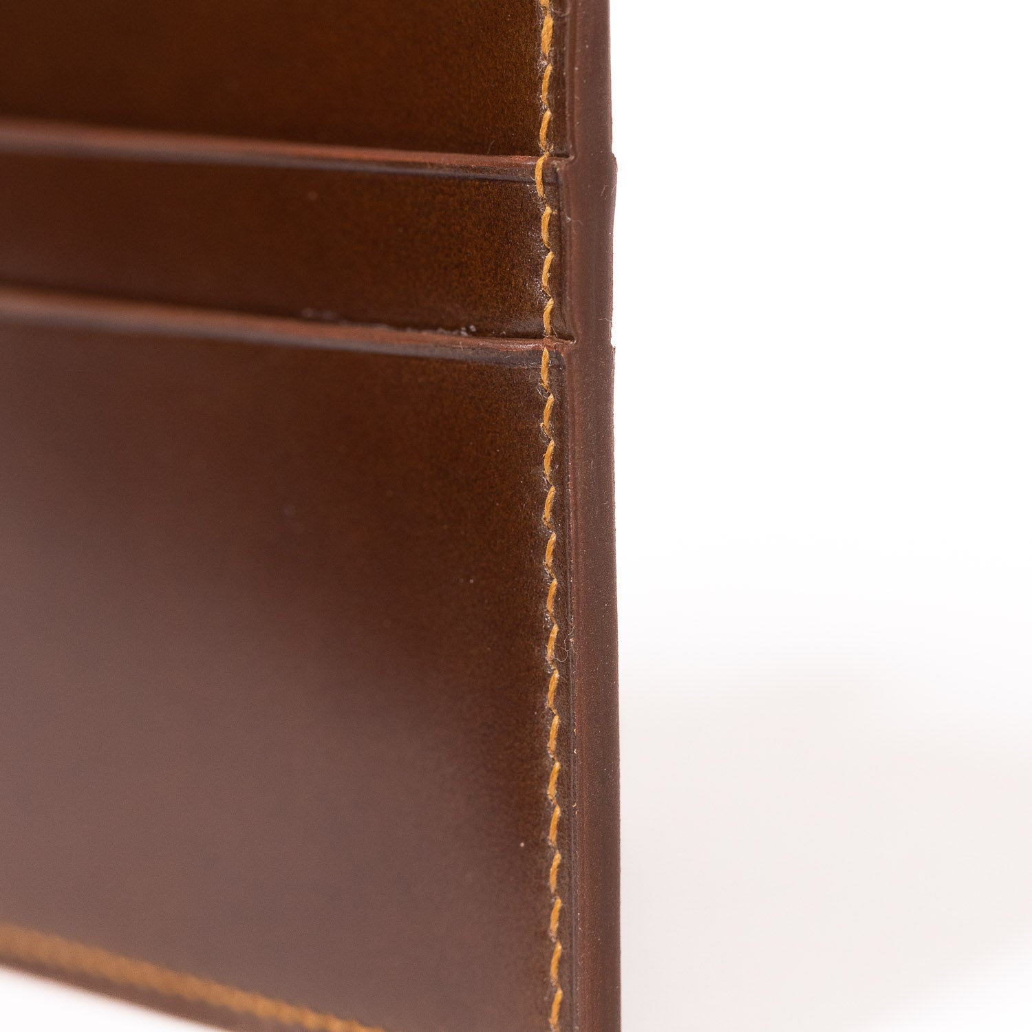 Shell Cordovan & Chèvre Card Wallet - Whiskey & Gold - Wallets | Last Manner