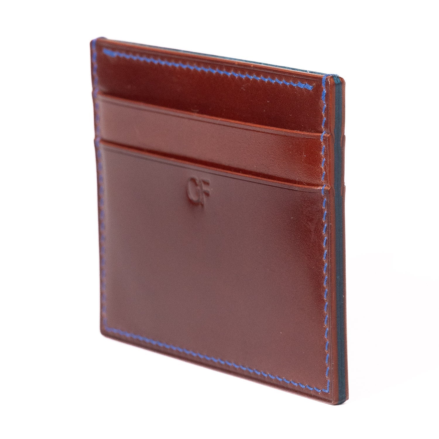 Cordovan & Dollaro Card Wallet - Chestnut & Blue